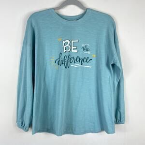 Matilda Jane Top Women's Medium Blue Be The Difference Long Sleeve Cotton